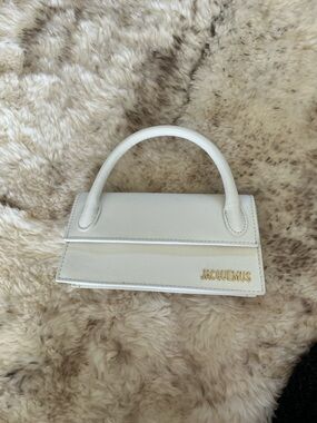 Jacquemus White Mini Le Chiquito Top-Handle Bag with Gold Logo